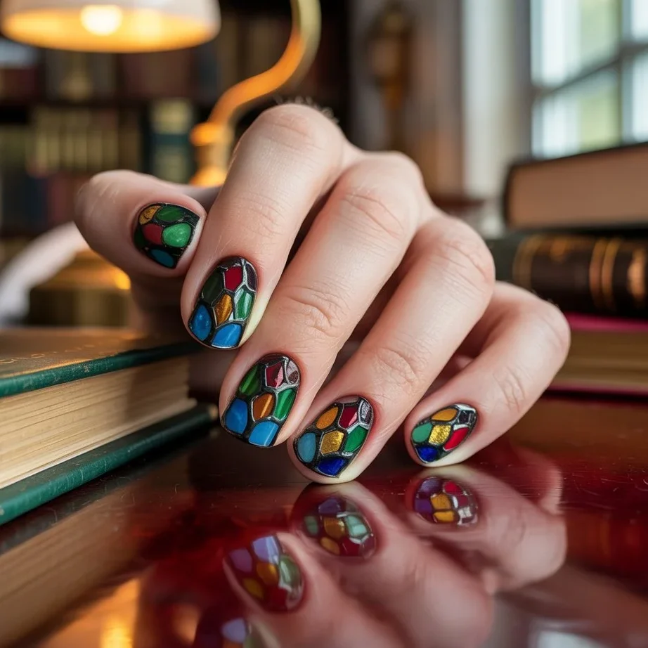 Stained Glass Nail Art: A Bold Trend with Timeless Elegance 4 Stained Glass Nail Art