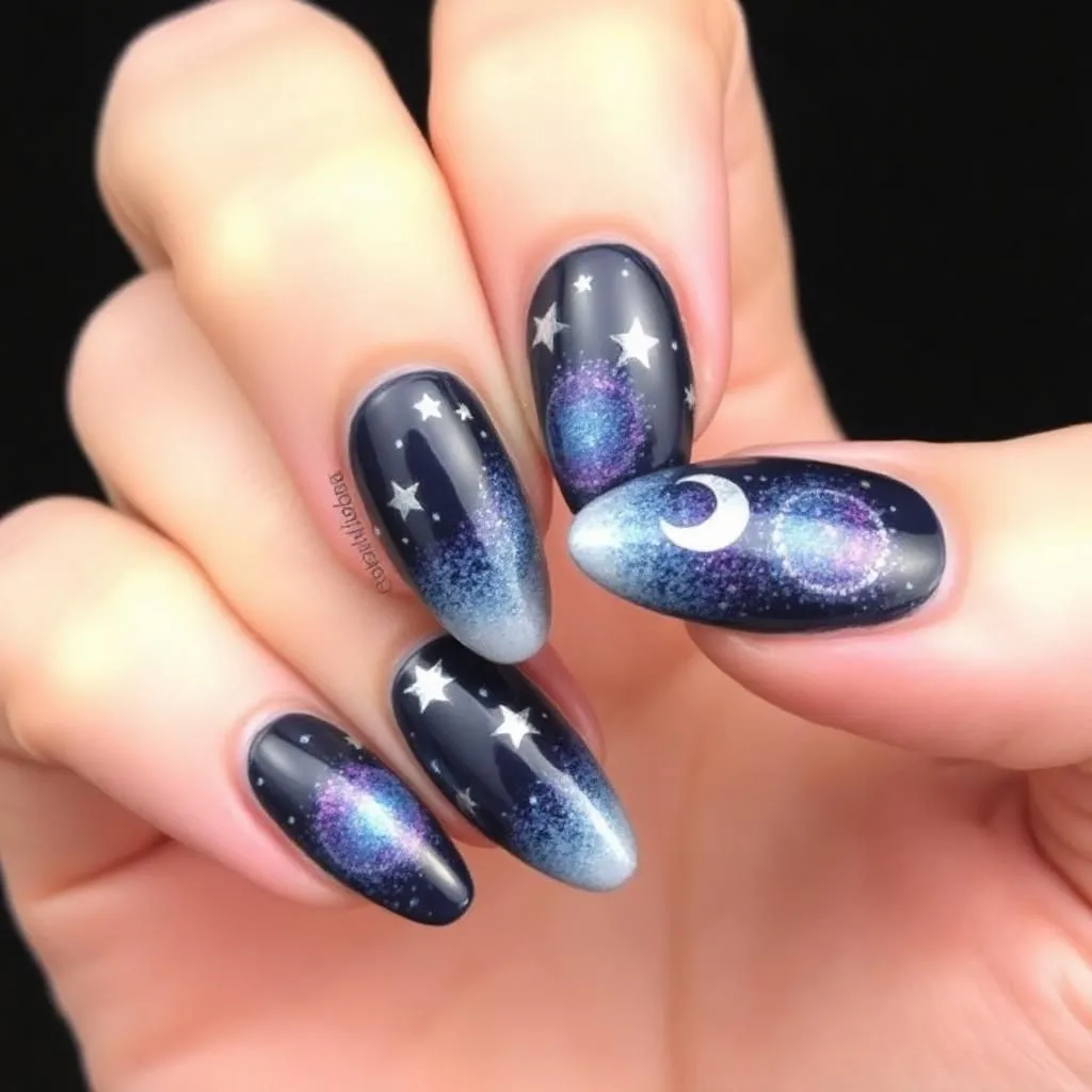 Galaxy Almond Nails Summer Nails 2025