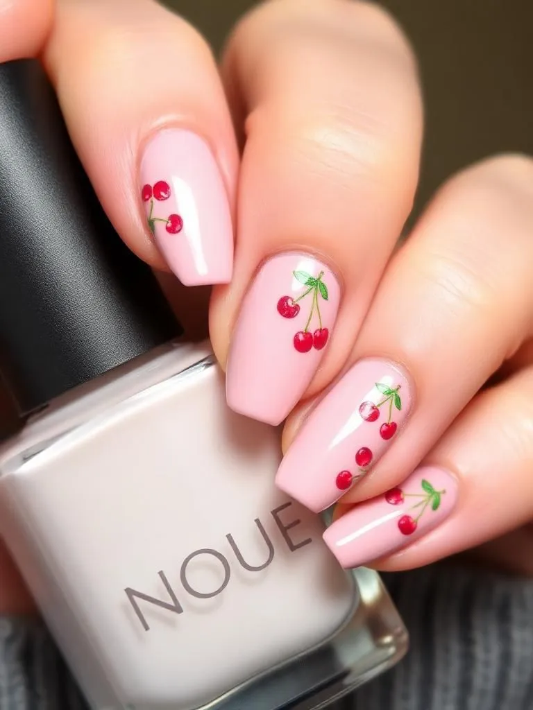 cherry nail summer design