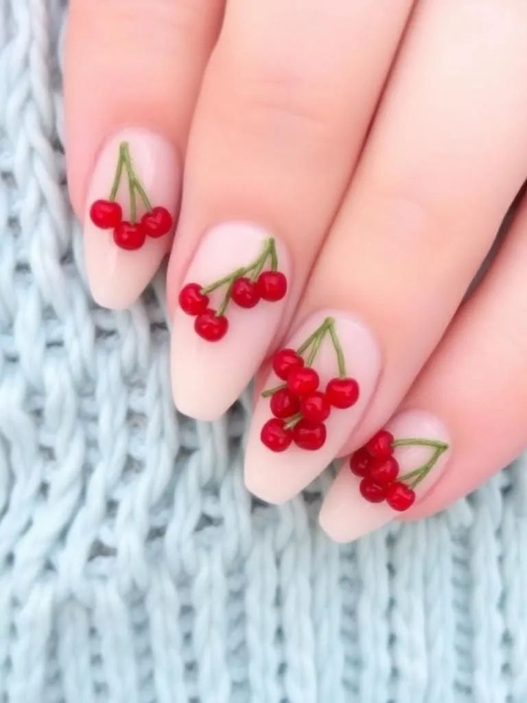 Nude Base with Cherry Clusters