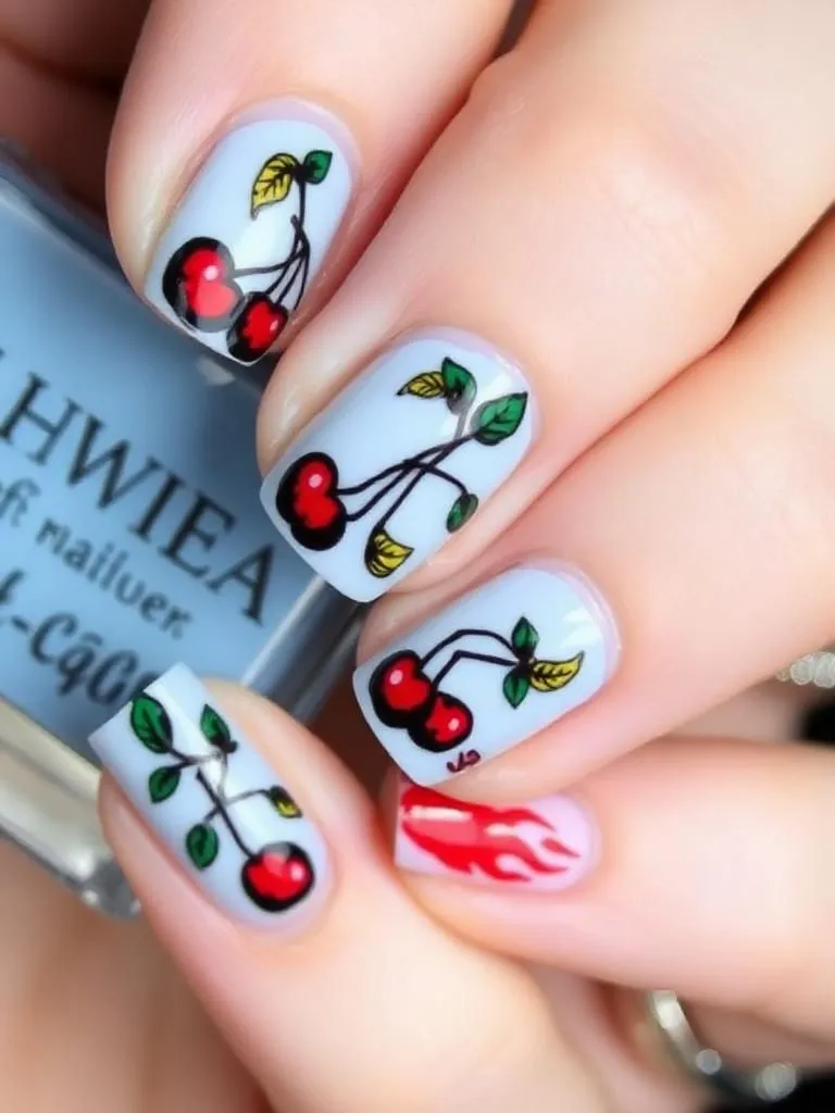 Minimal Line Art Cherries