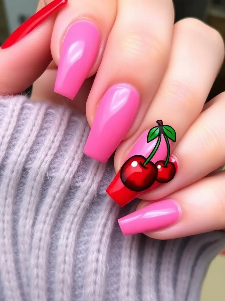 Neon Cherries on Nude