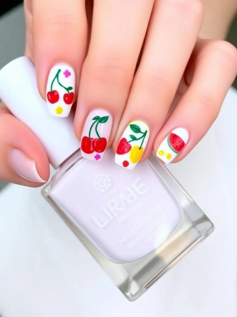 Mixed Fruit and Cherry Nails