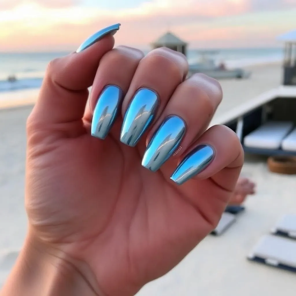 chrome baby blue Summer Nail Color Designs for 2025
