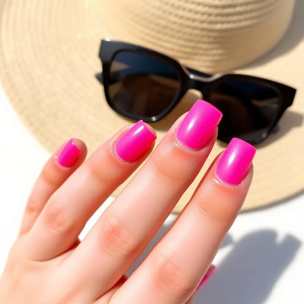 hot pink nails