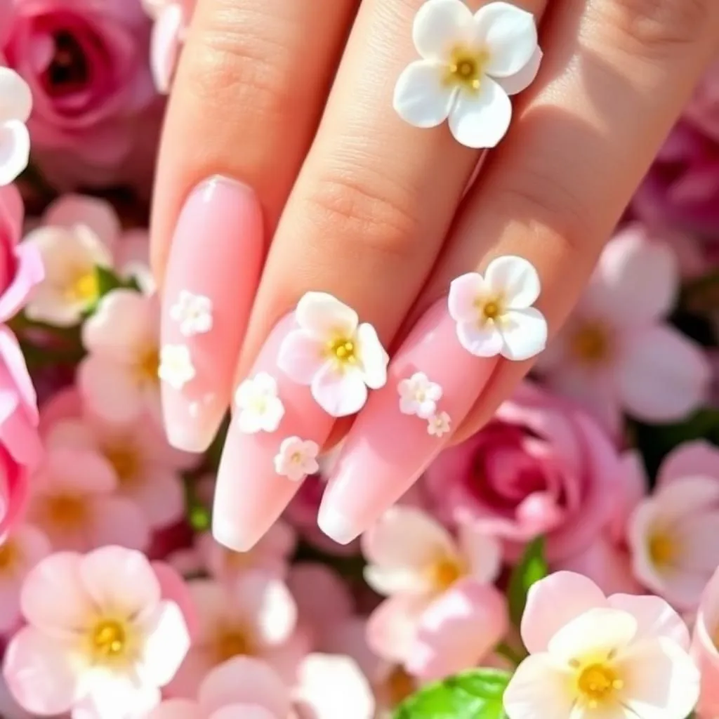 3d flower nail design