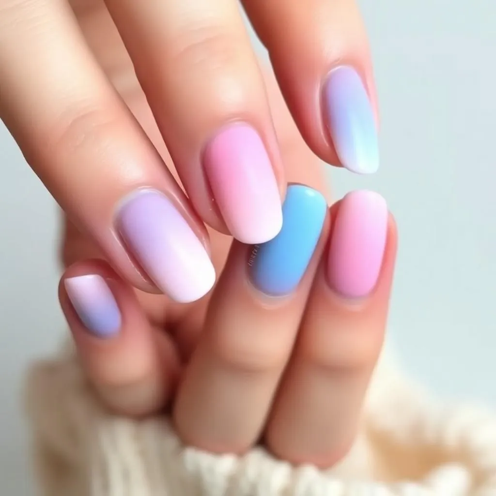 pink and blue color nails designs