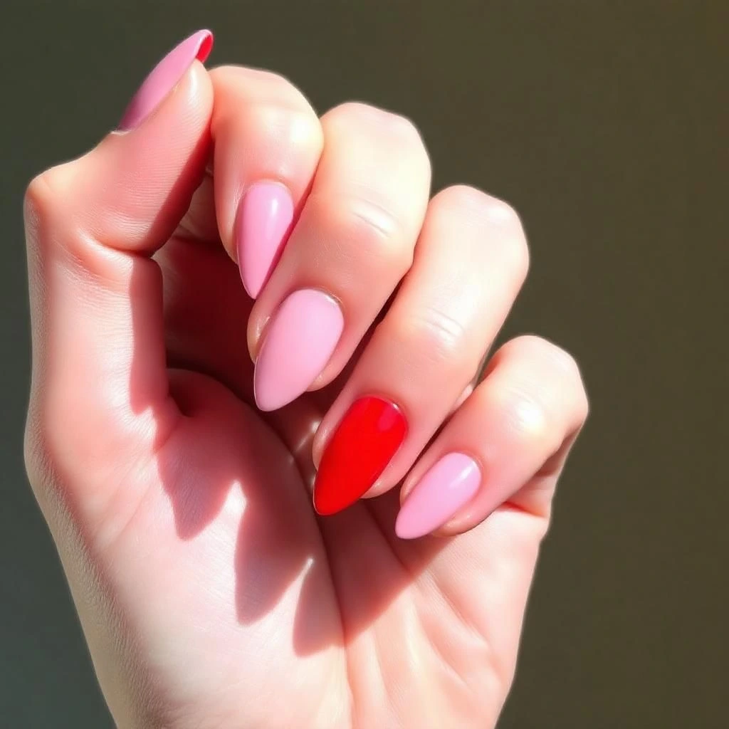 pink and red summer nails