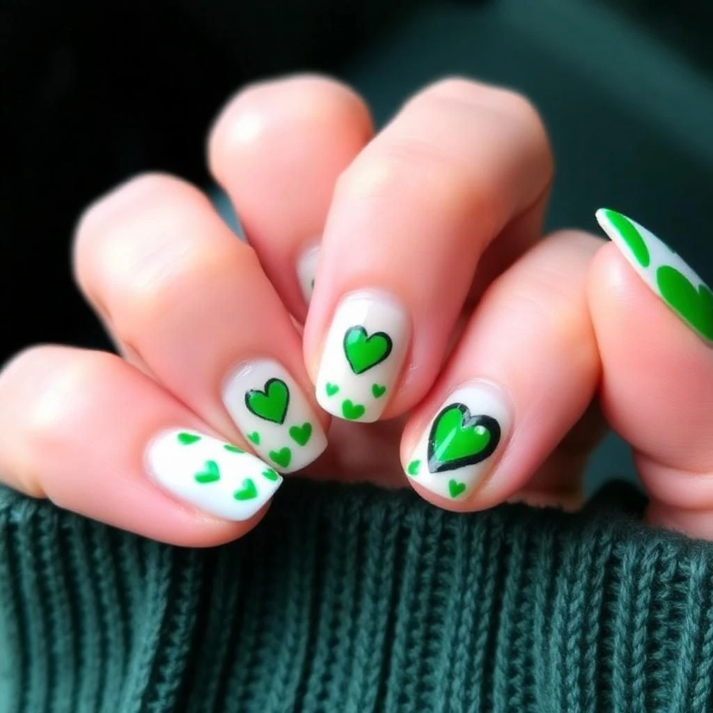 green heart nails