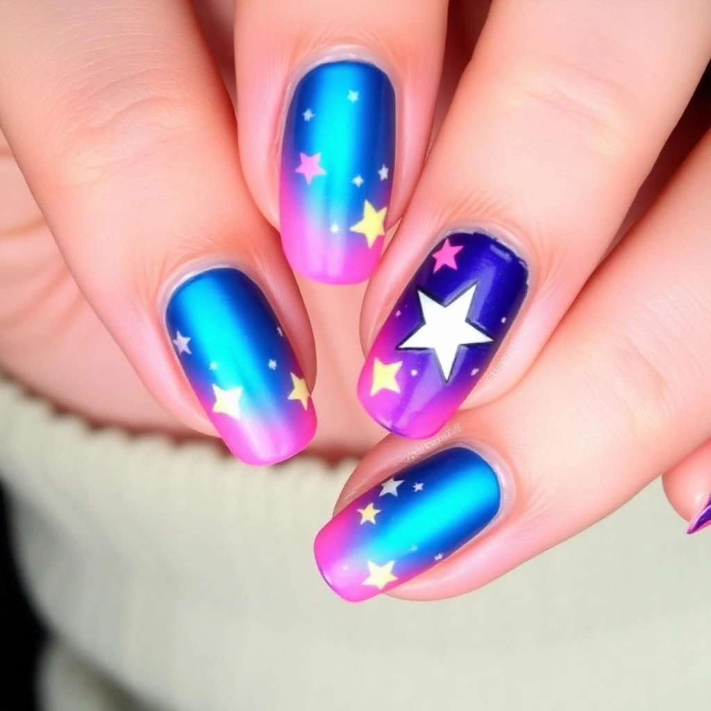 Neon Star Nails
