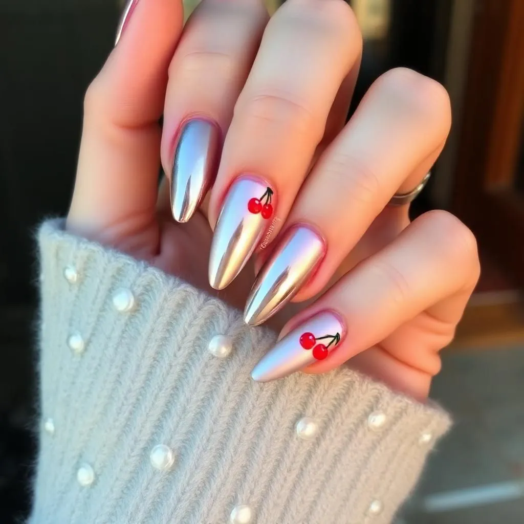 Chrome Cherry Nails