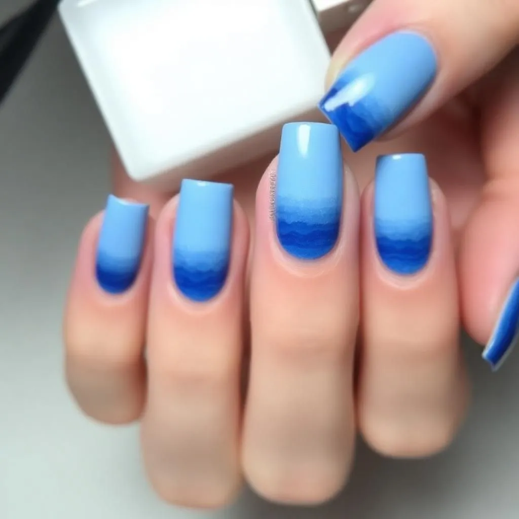 Blue Ocean Ombre Nails