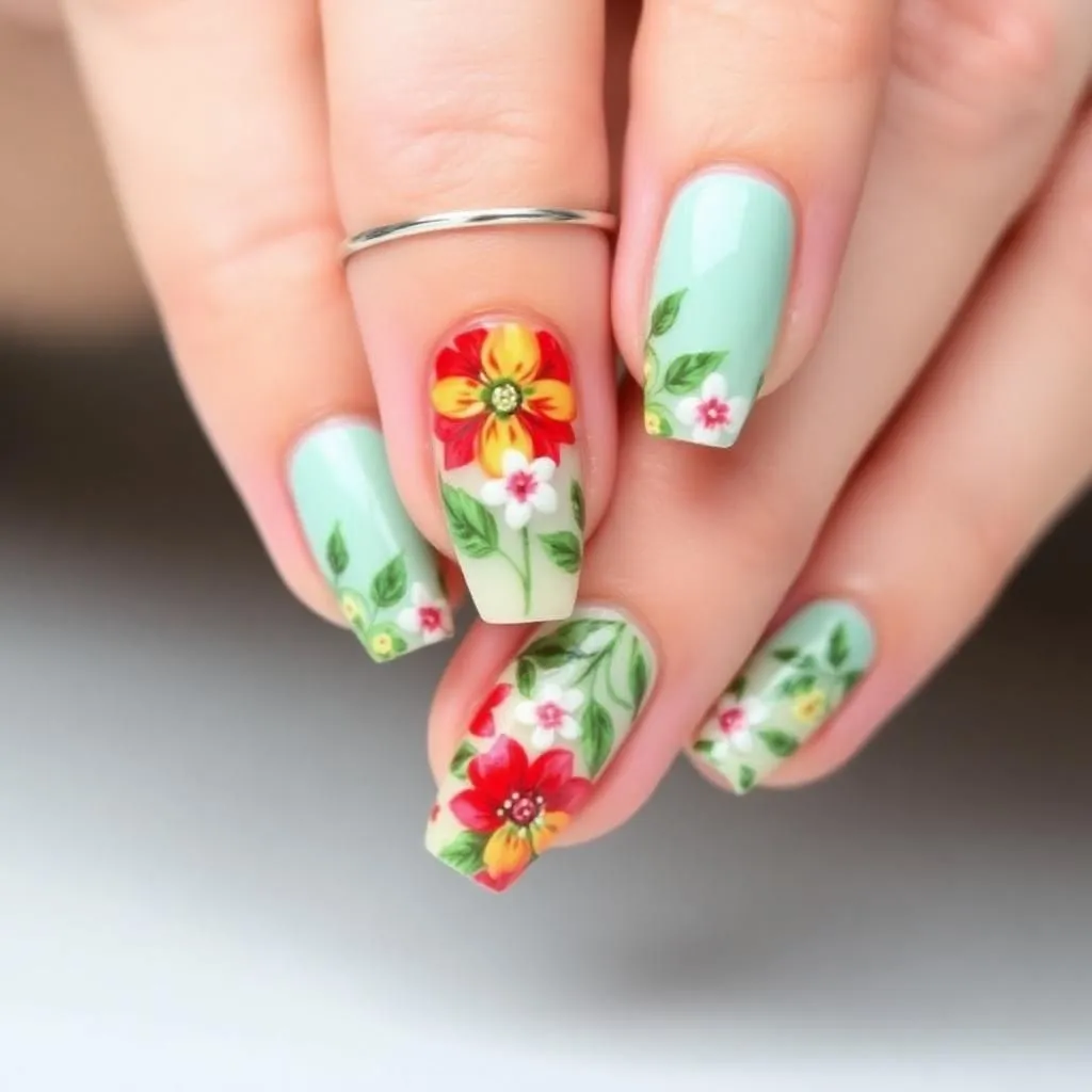 Floral Summer Nail Art