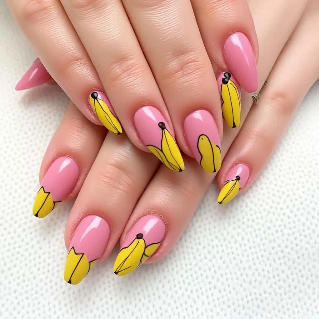Pink Banana Nails