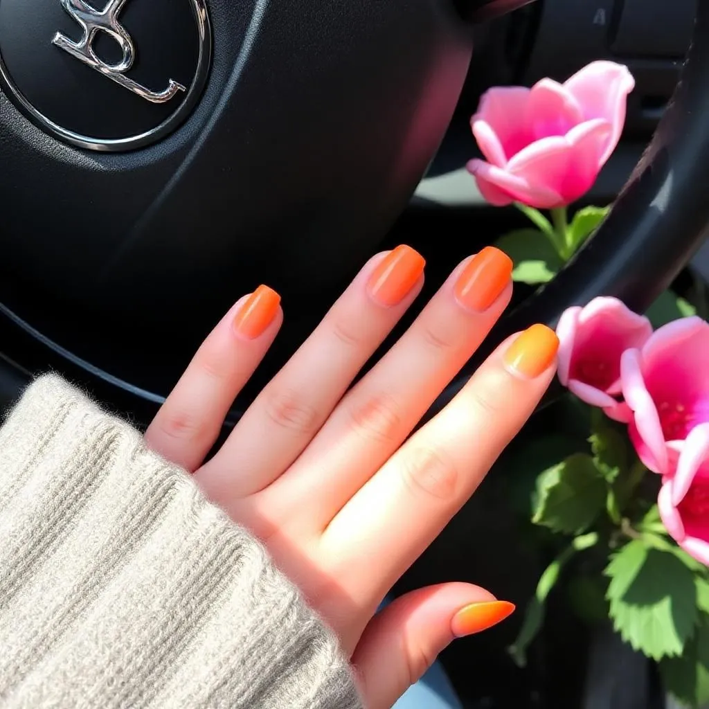 pink orange summer nails