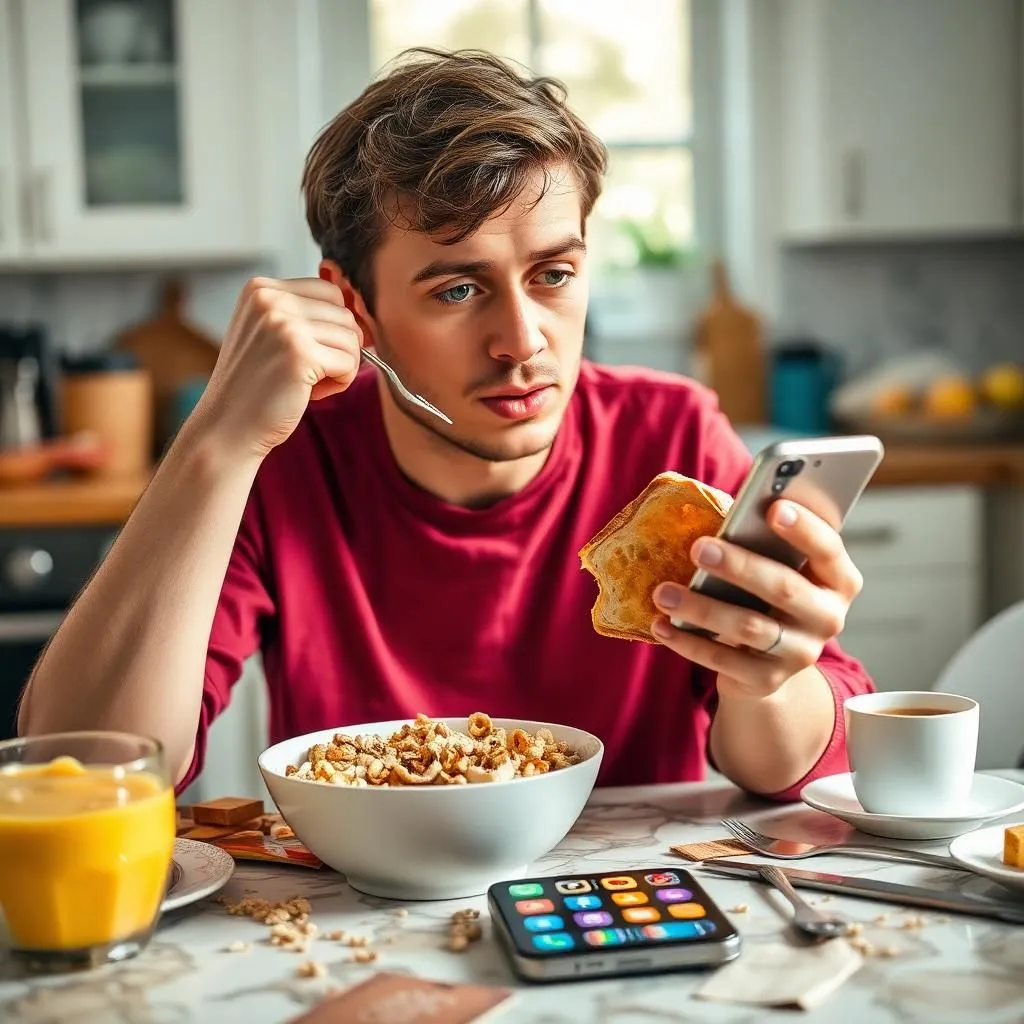 Mindless Social Scrolling During Breakfast