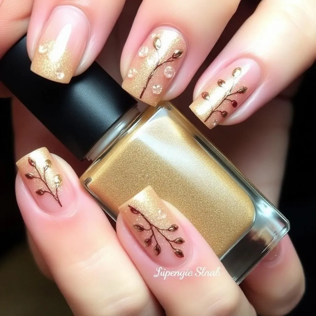 leafy nail art
