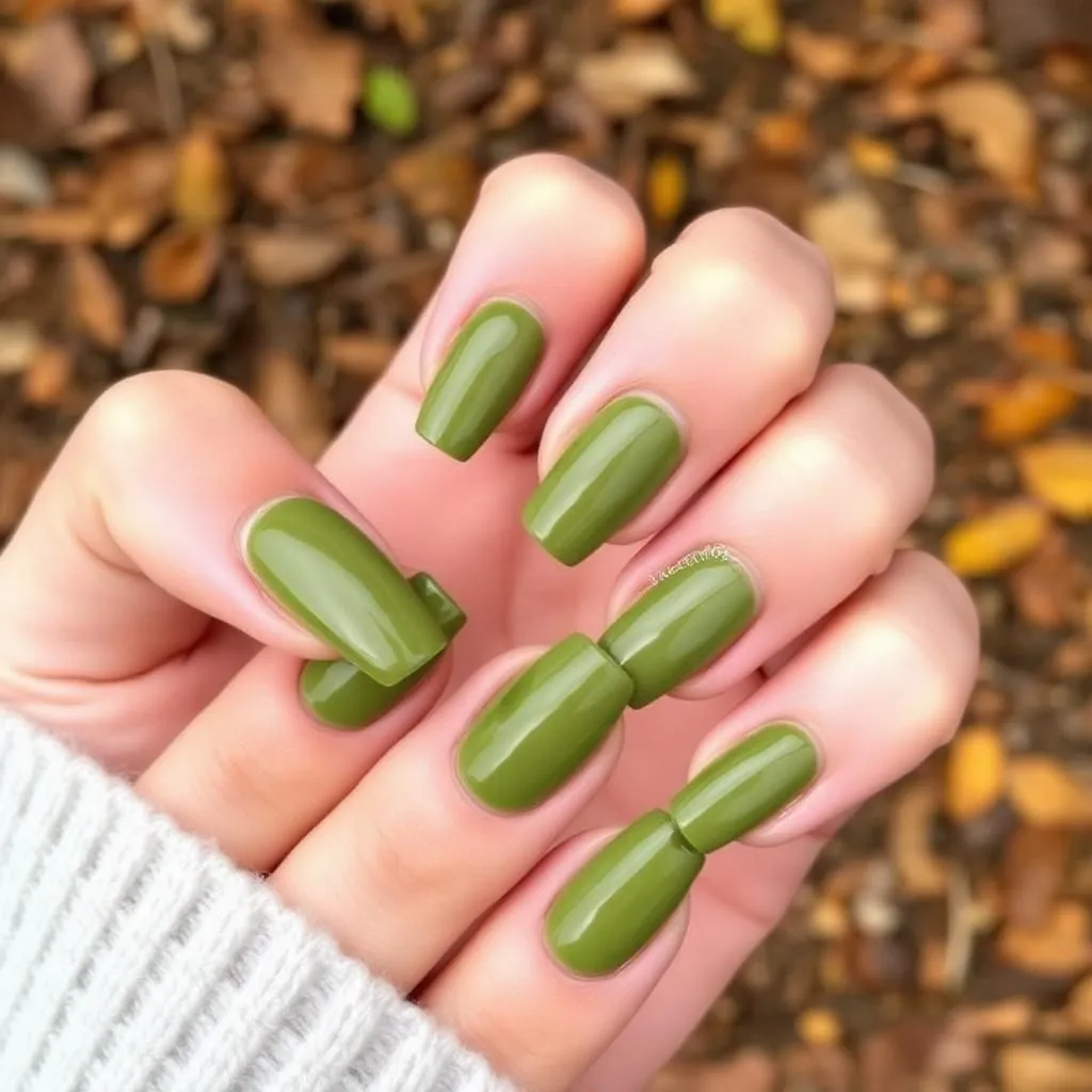 Olive Green Nails That Scream Fall