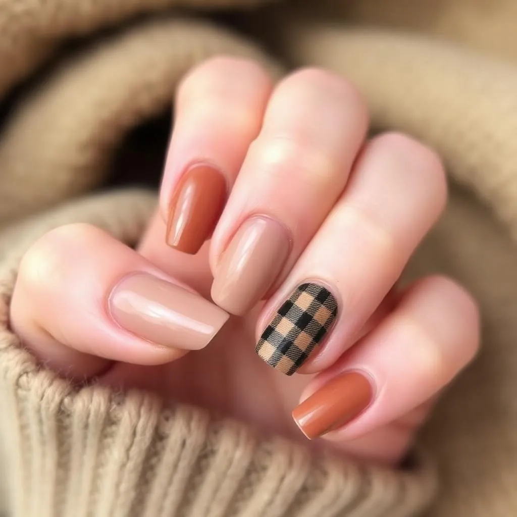Soft Plaid Accent Nails for a Seasonal Touch