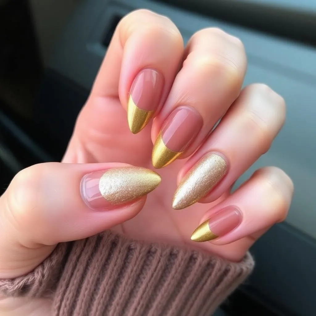 Gold Foil on Nude Base for a Touch of Glam