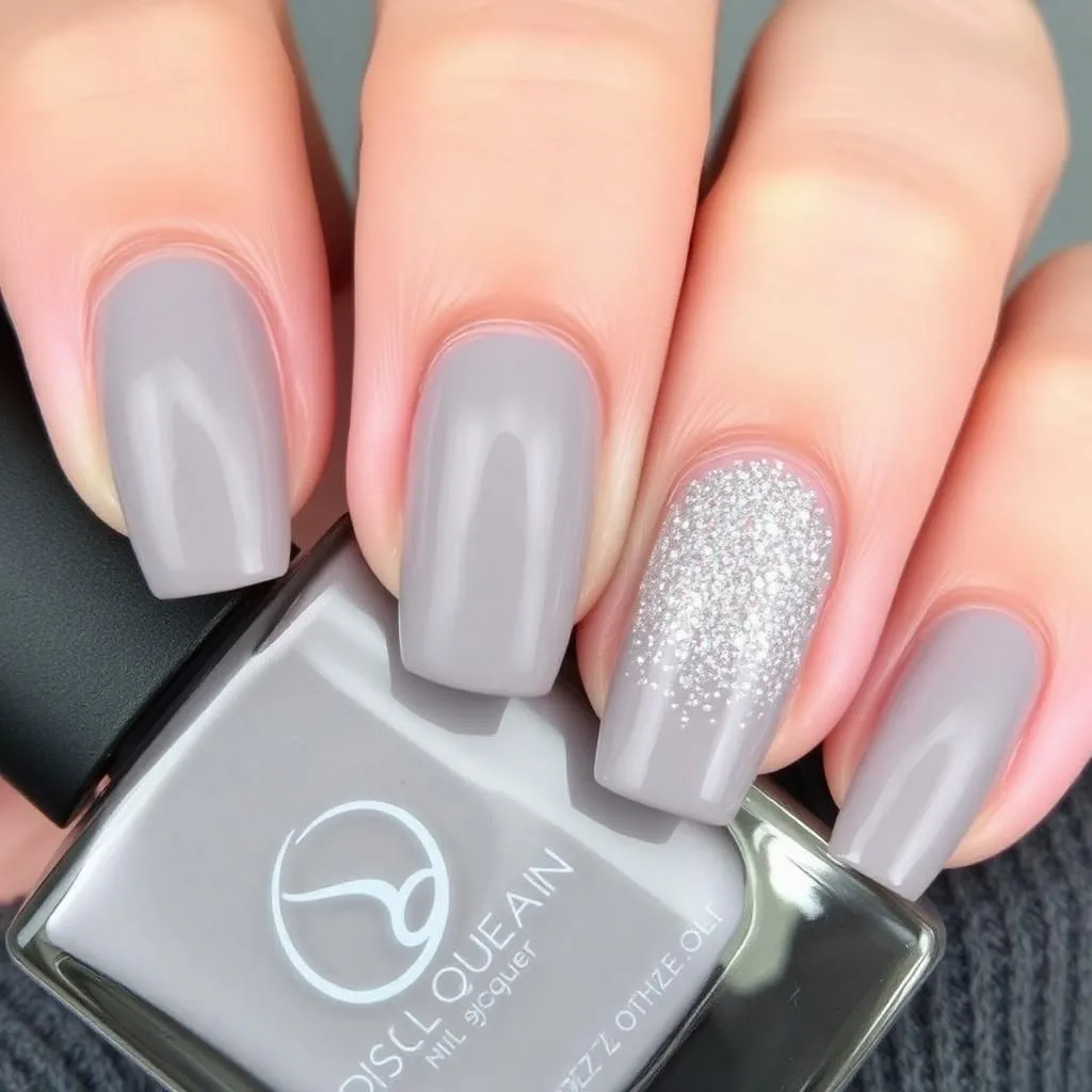 Grey Nails with a Hint of Sparkle