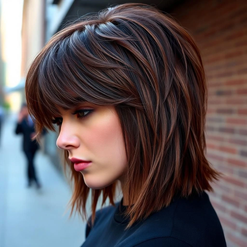 Must-See Shag Haircuts with Bangs for Your Next Salon Visit 16 Shag Mullet with Textured Bangs