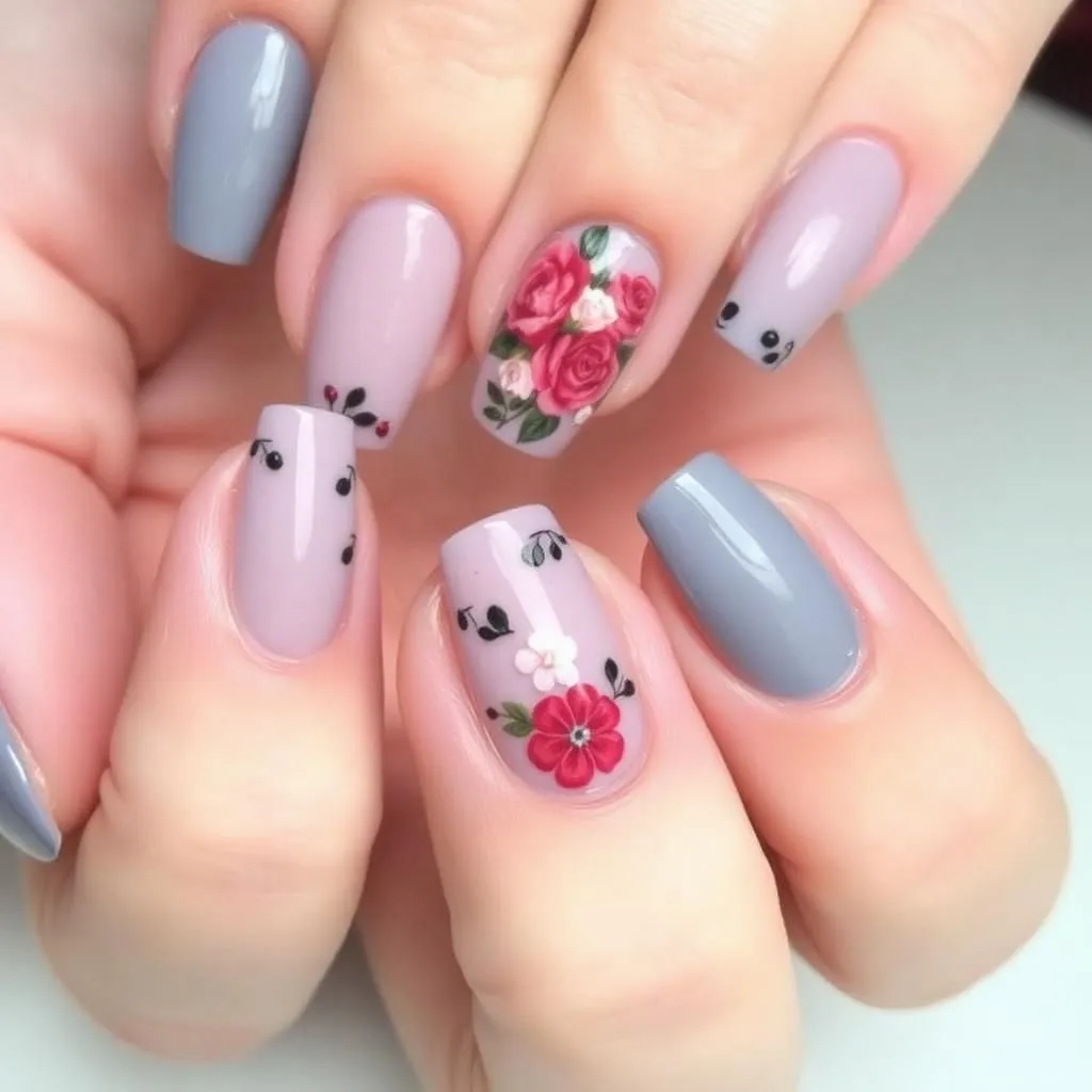 Floral Accent Nails
