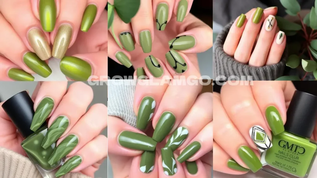 Classic Glossy Olive Green Nails
