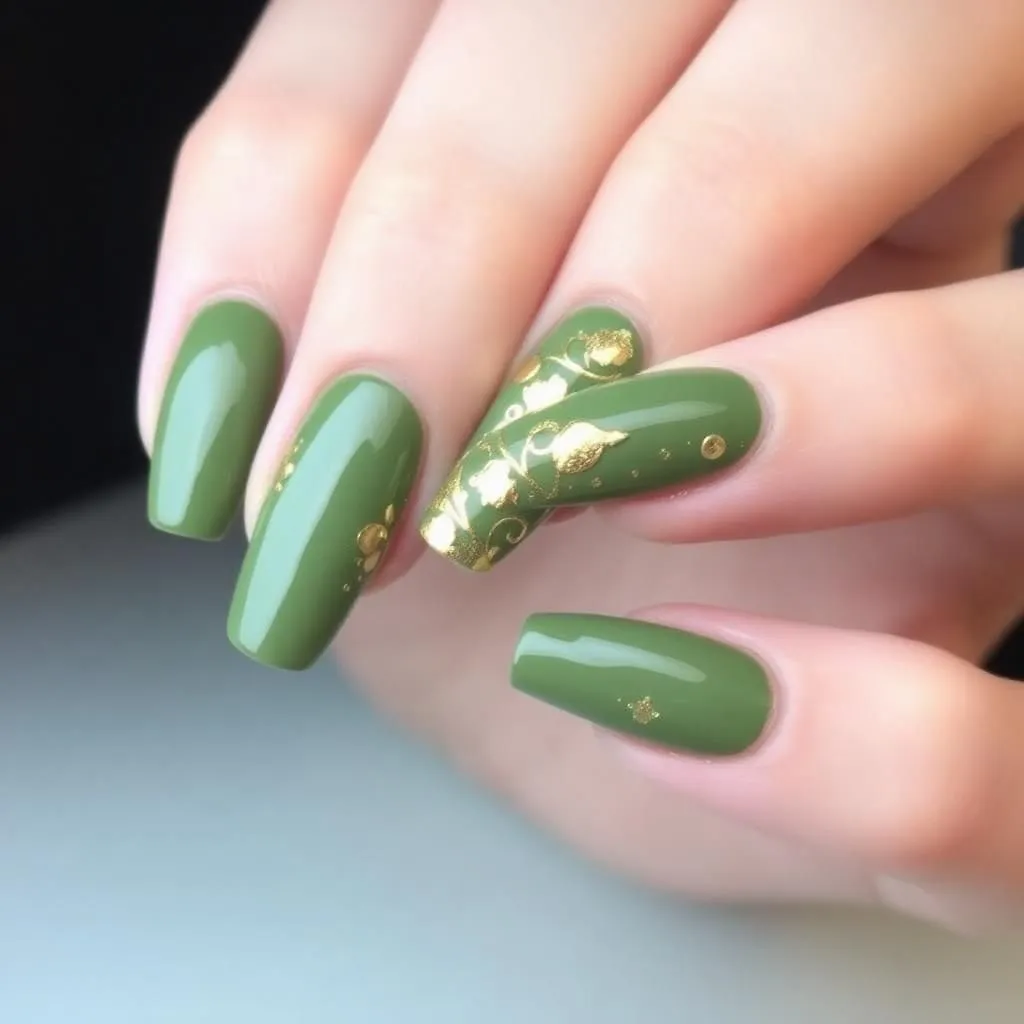 Olive Green with Gold Accents