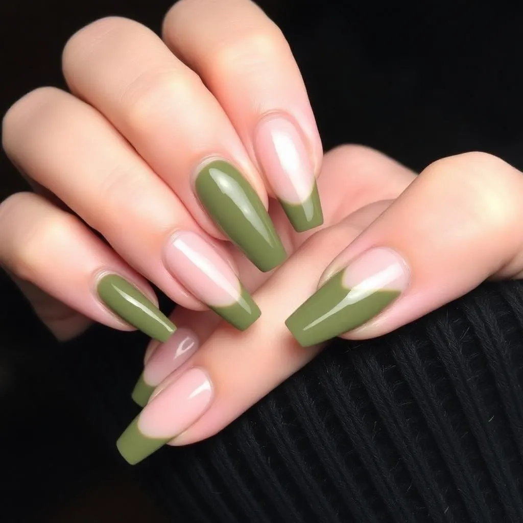 Olive Green French Tips