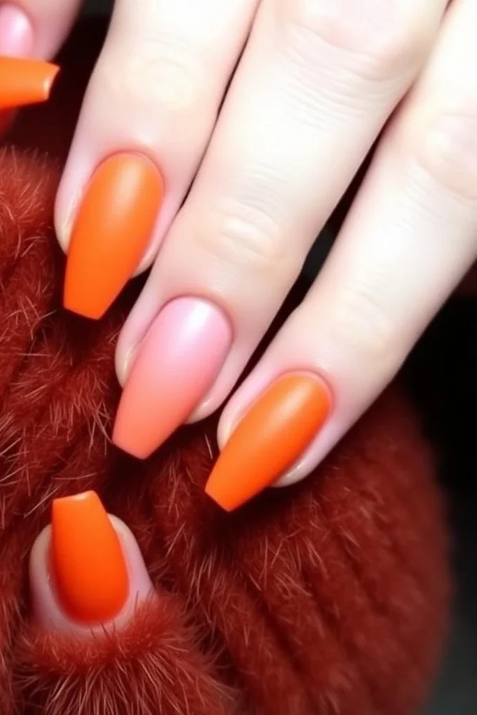 Matte Orange Nails