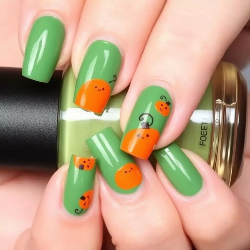 Green with Pumpkin Orange Accents