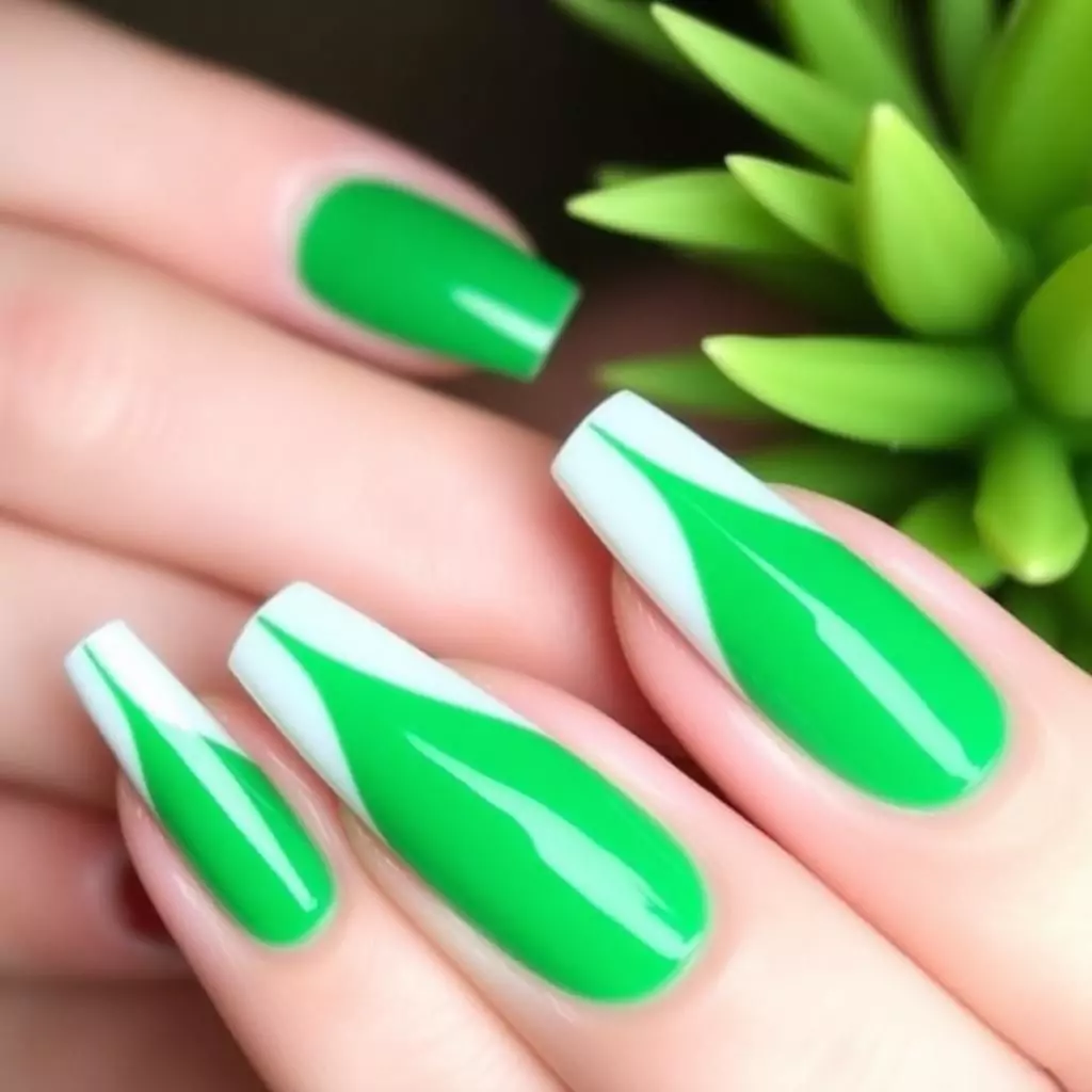 Green with Neutral Nude Contrast