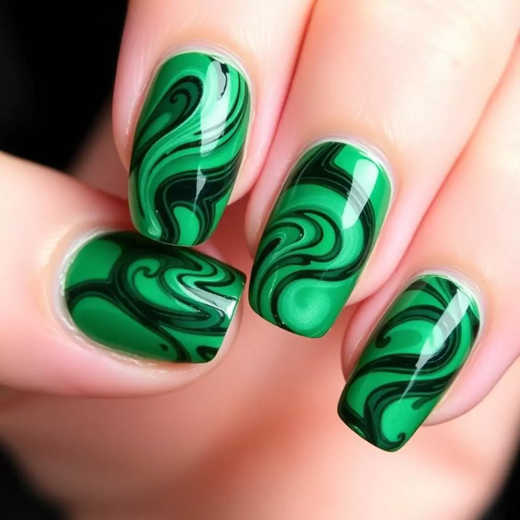 Abstract Green Swirls