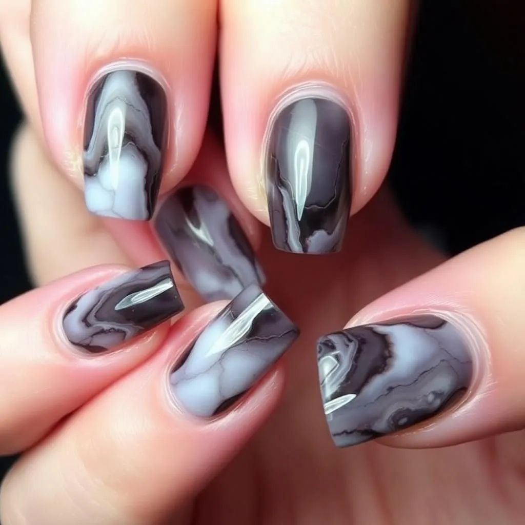 Smoky Marble Nails