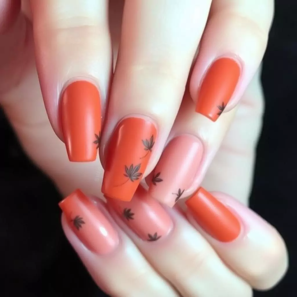 Burnt Orange Matte with Leaf Patterns