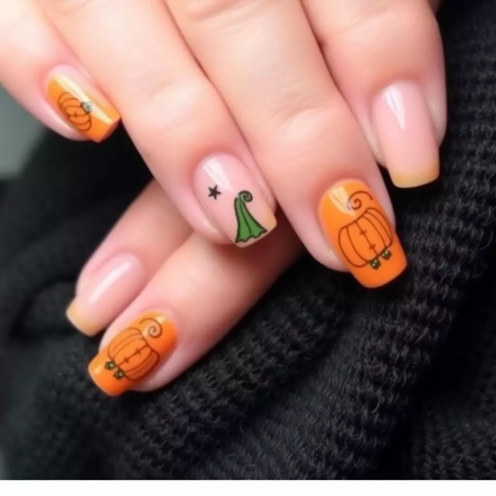 Neutral Nude with Pumpkin Outlines