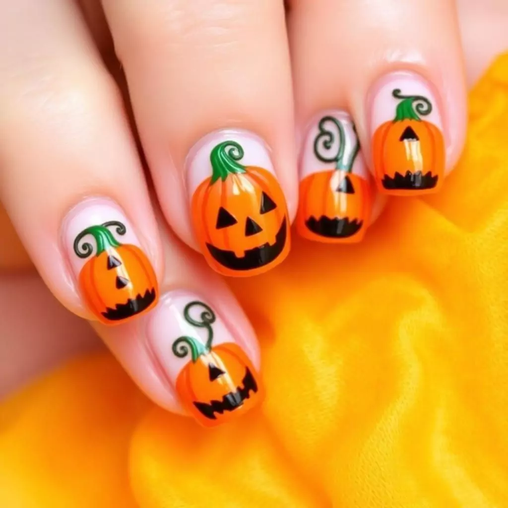 3D Pumpkin Nail Art