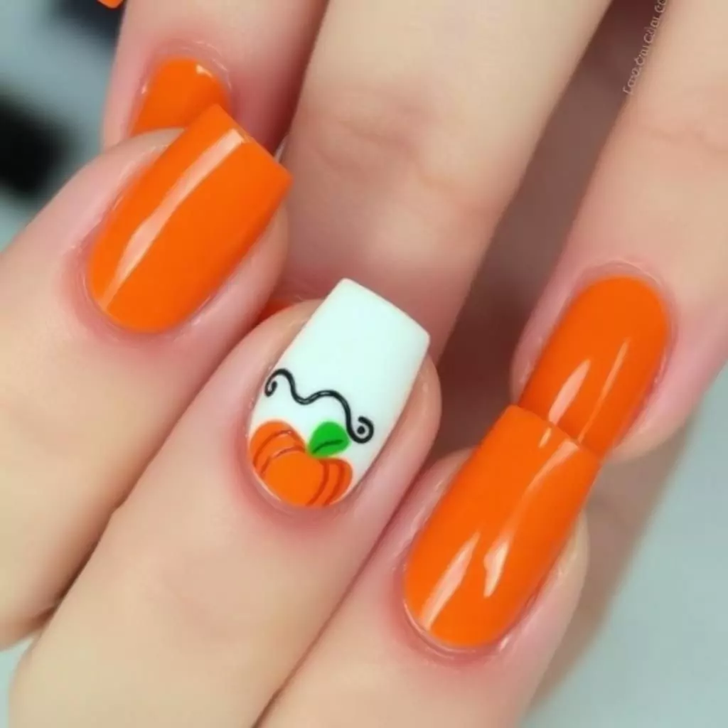 Pumpkin Accent Nail
