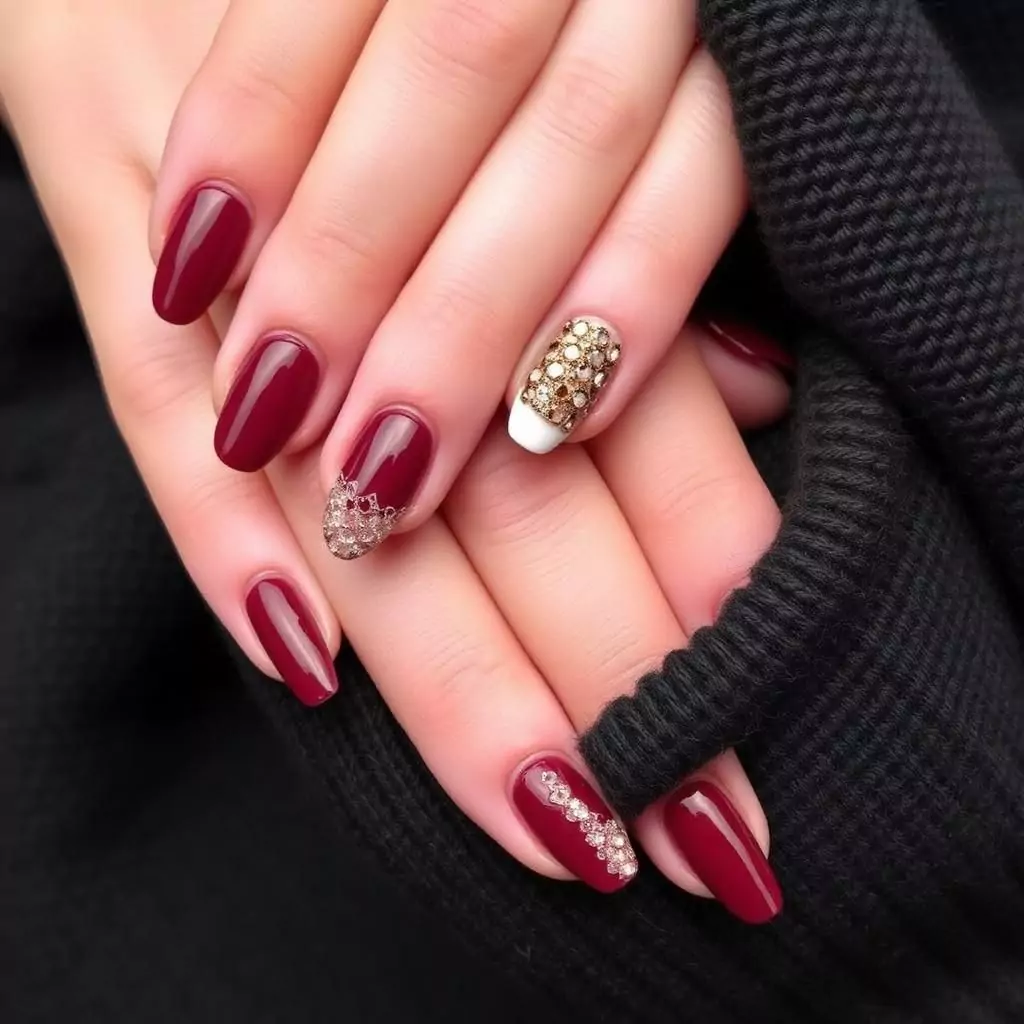 Burgundy Short Nails