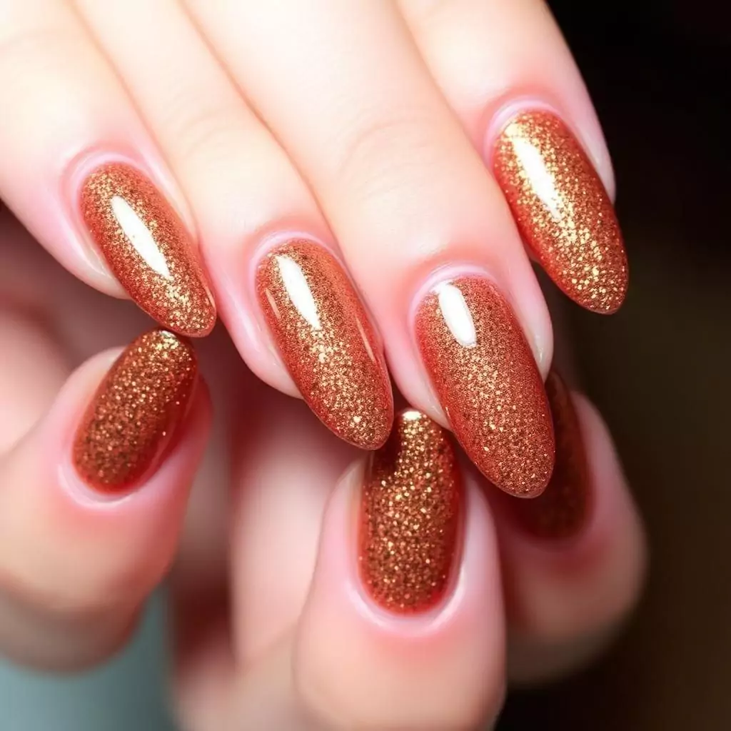 Bronze Glitter Gradient Tips