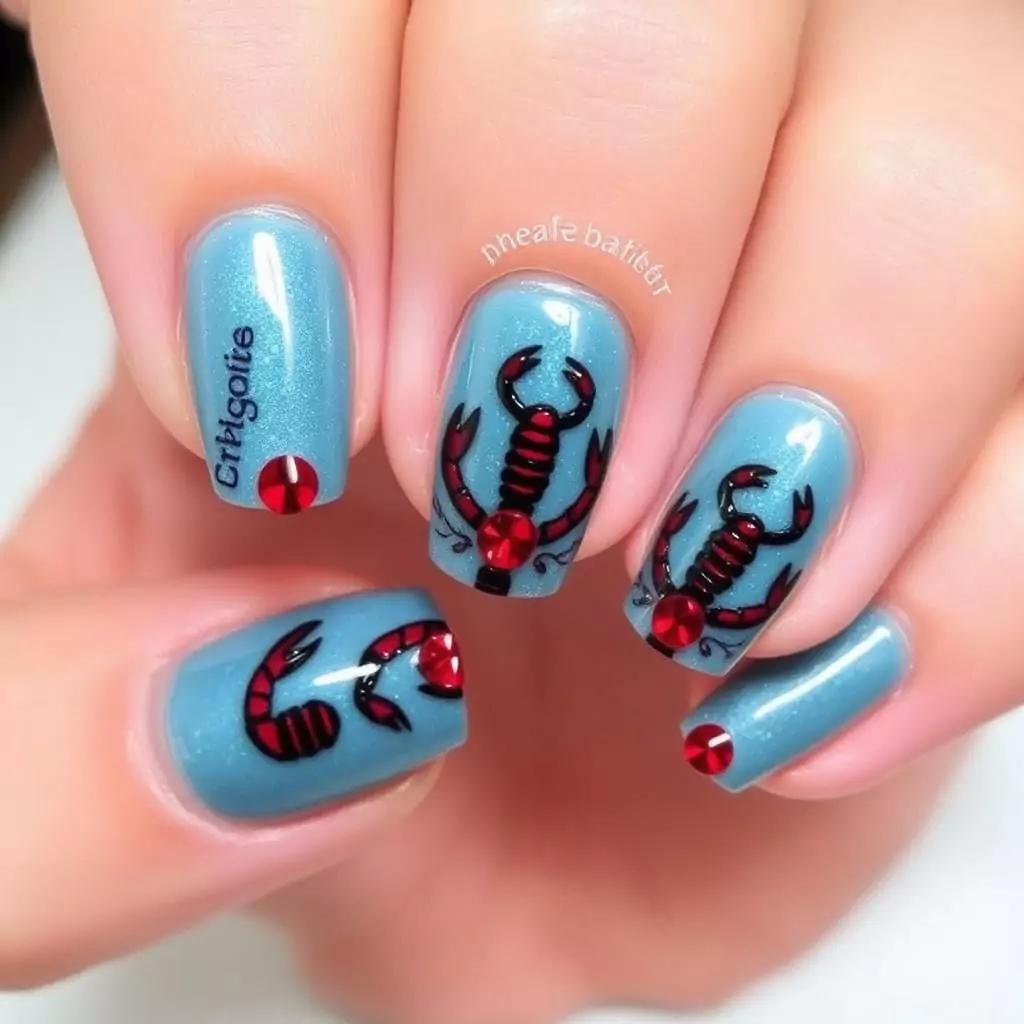 15 Stunning Scorpio Nails Designs You’ll Love 5 Scorpion Accent Nail