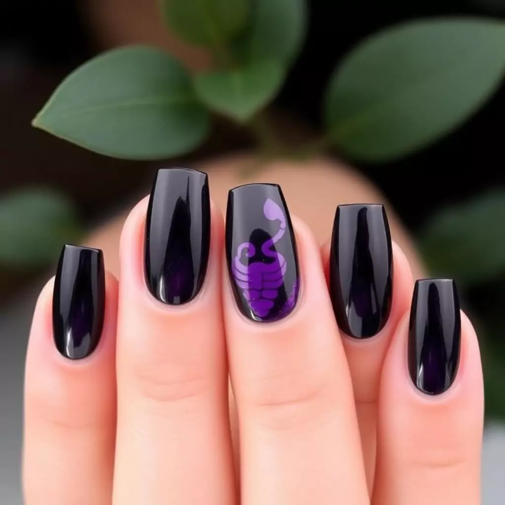 15 Stunning Scorpio Nails Designs You’ll Love 7 Dark Purple Scorpio Nails